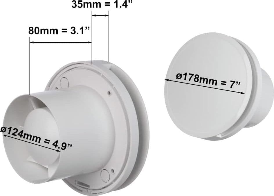 EUROPLAST Aspiratore Bagno Ø125mm Ventola Aria Parete Soffitto Bianca IPX4 - 3