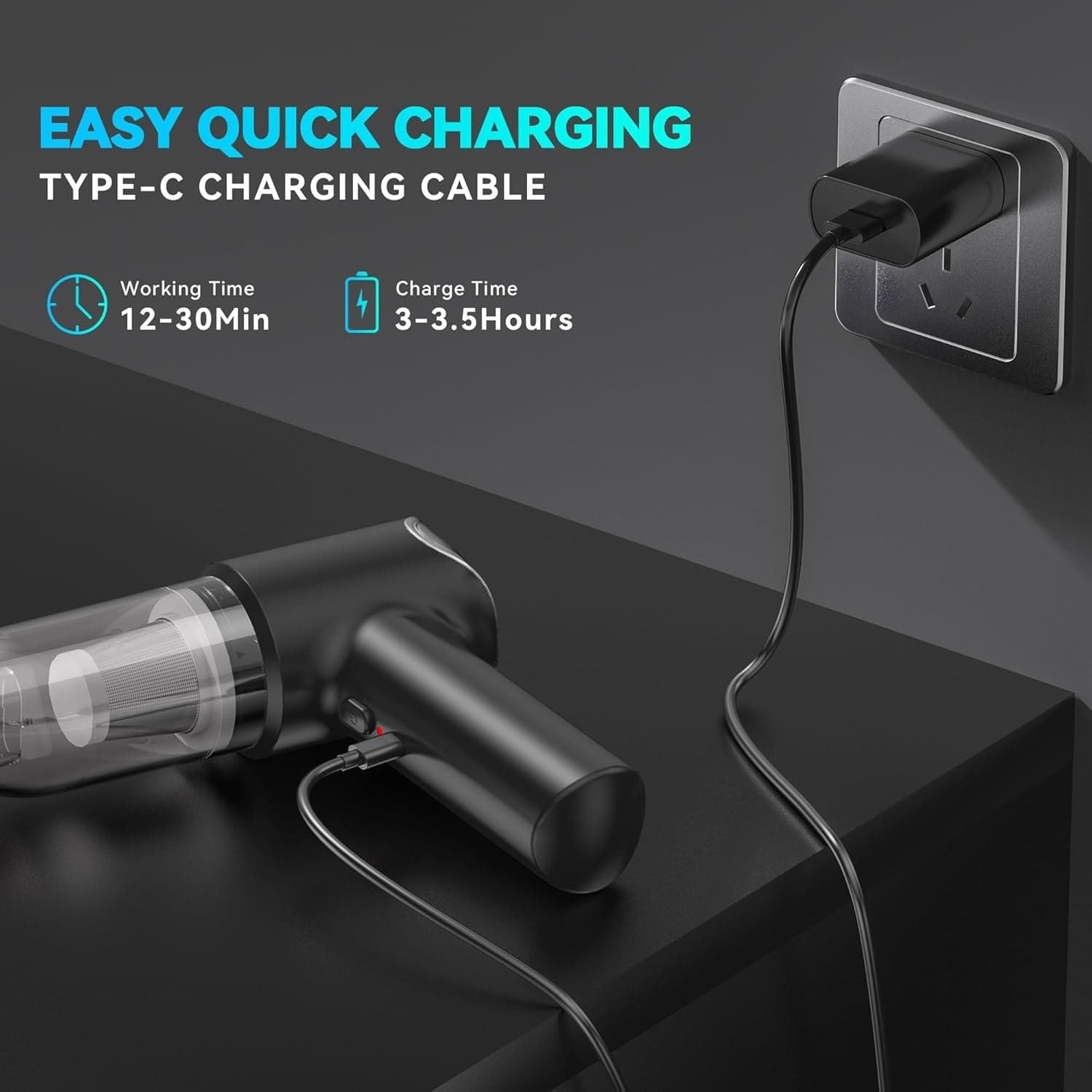 Aspirapolvere Auto Senza Fili 21000Pa 4in1 USB-C HEPA Accessori Portatile bricio - 4