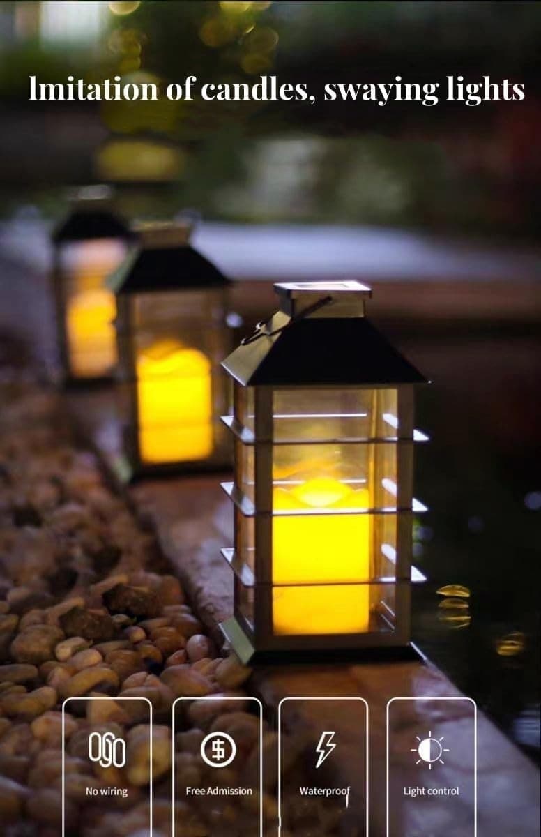 Lampade Solari Sospese 2 Pezzi Effetto Fiamma LED IP65 Giardino Terrazzo Marrone - 3