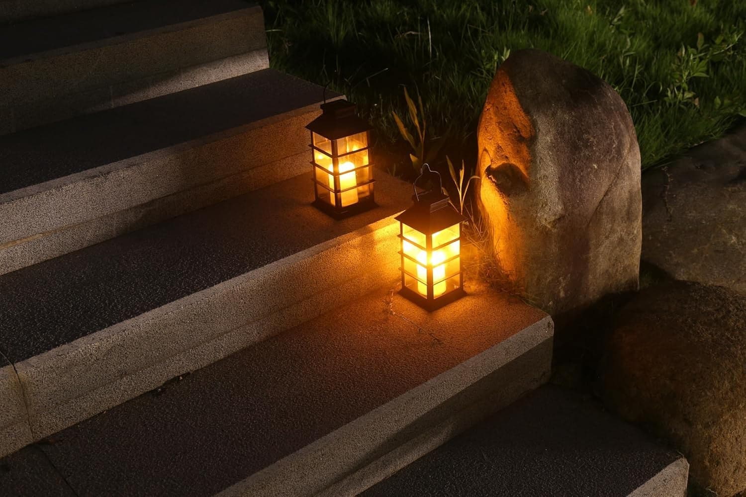Lampade Solari Sospese 2 Pezzi Effetto Fiamma LED IP65 Giardino Terrazzo Marrone - 5