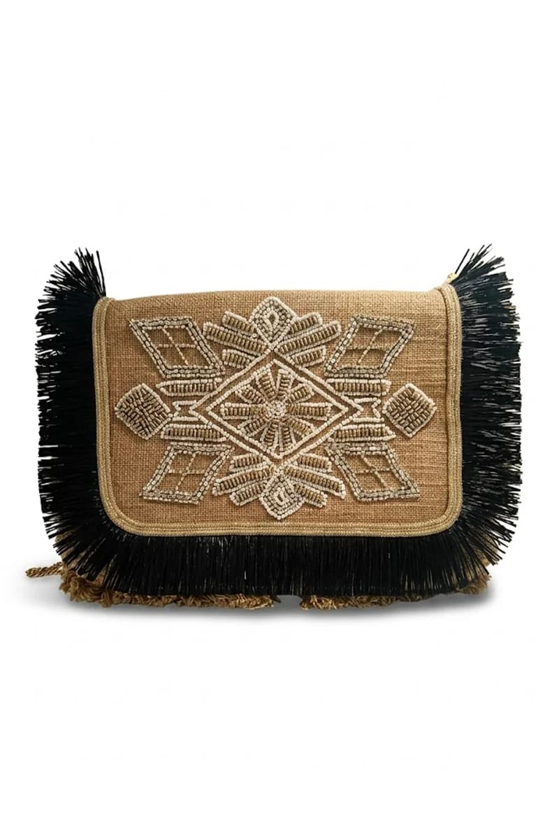 Pochette in rafia con frange e tracolla | PHO Firenze - 3