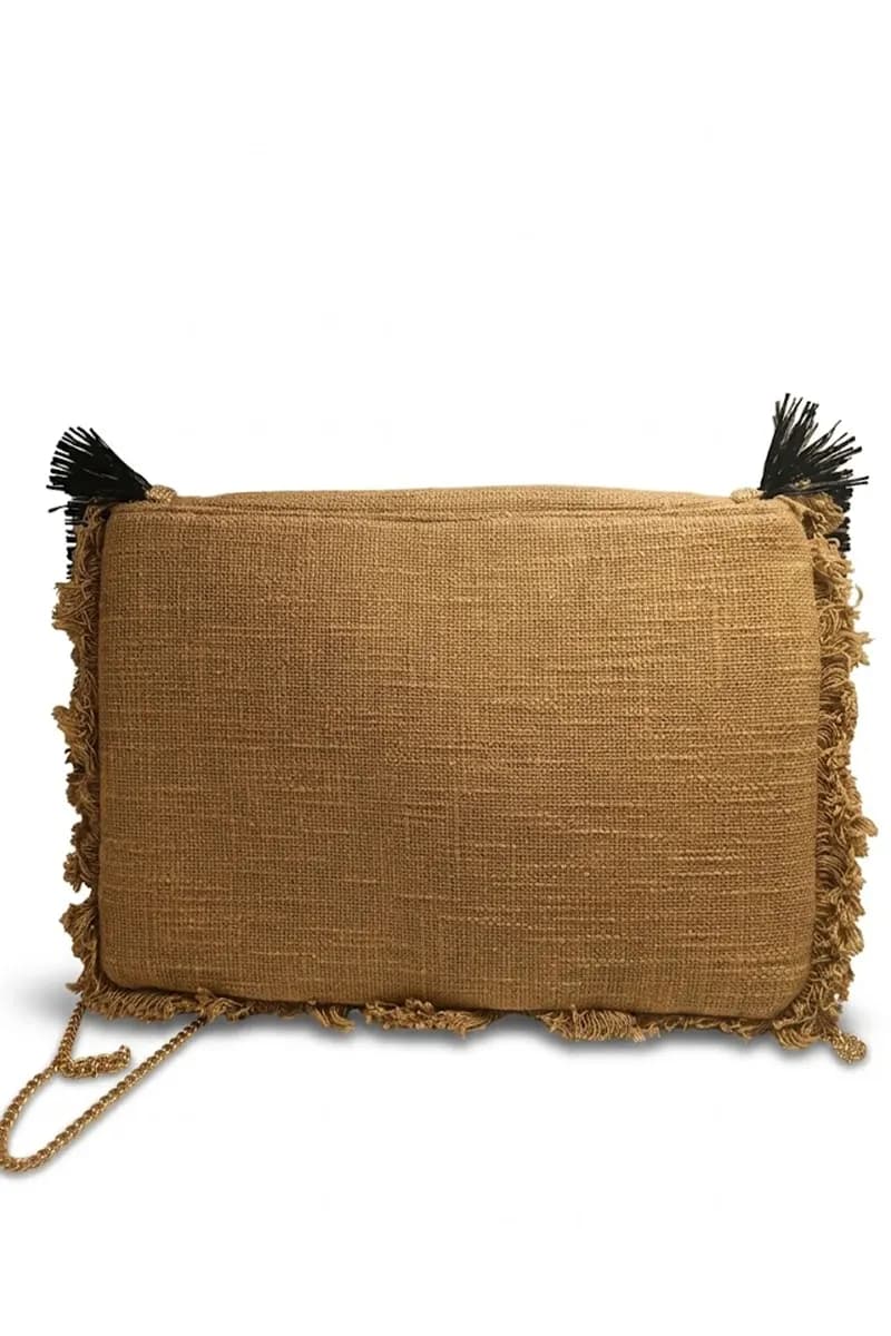 Pochette in rafia con frange e tracolla | PHO Firenze - 4