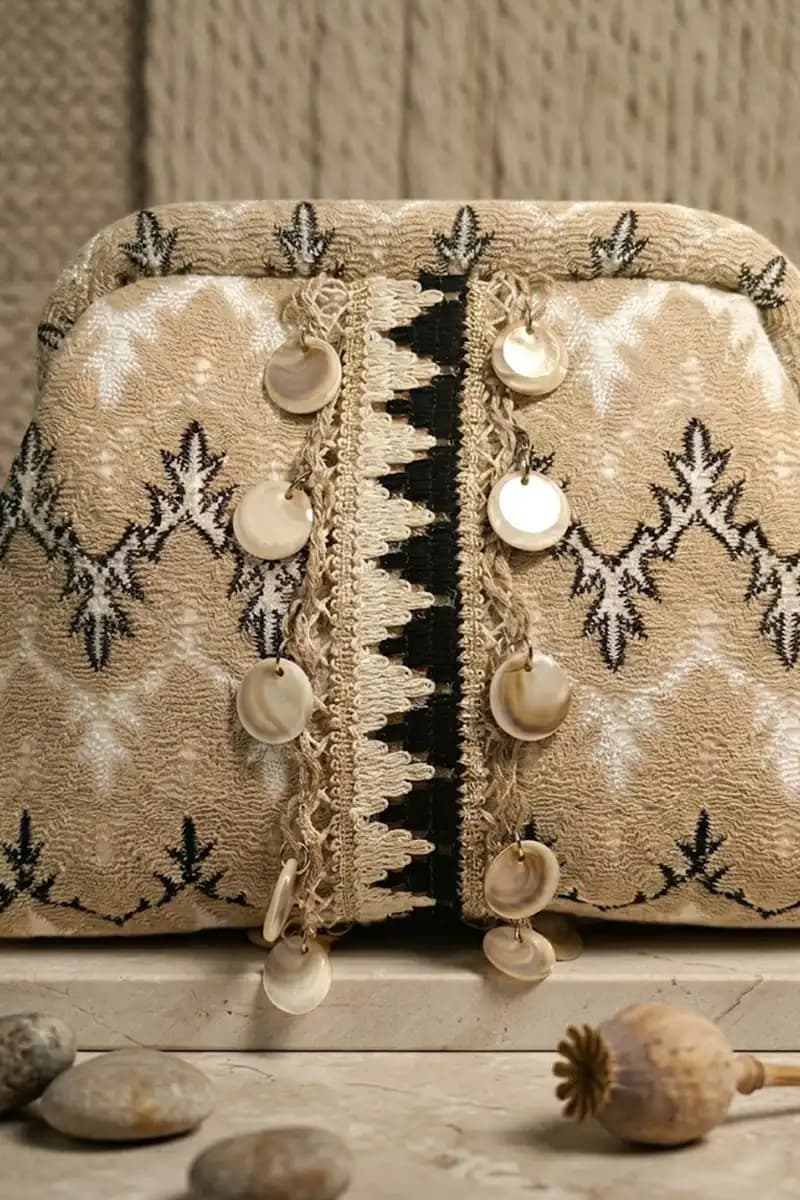 Pochette fantasia con conchiglie e chiusura a scatto | PHO Firenze - 2