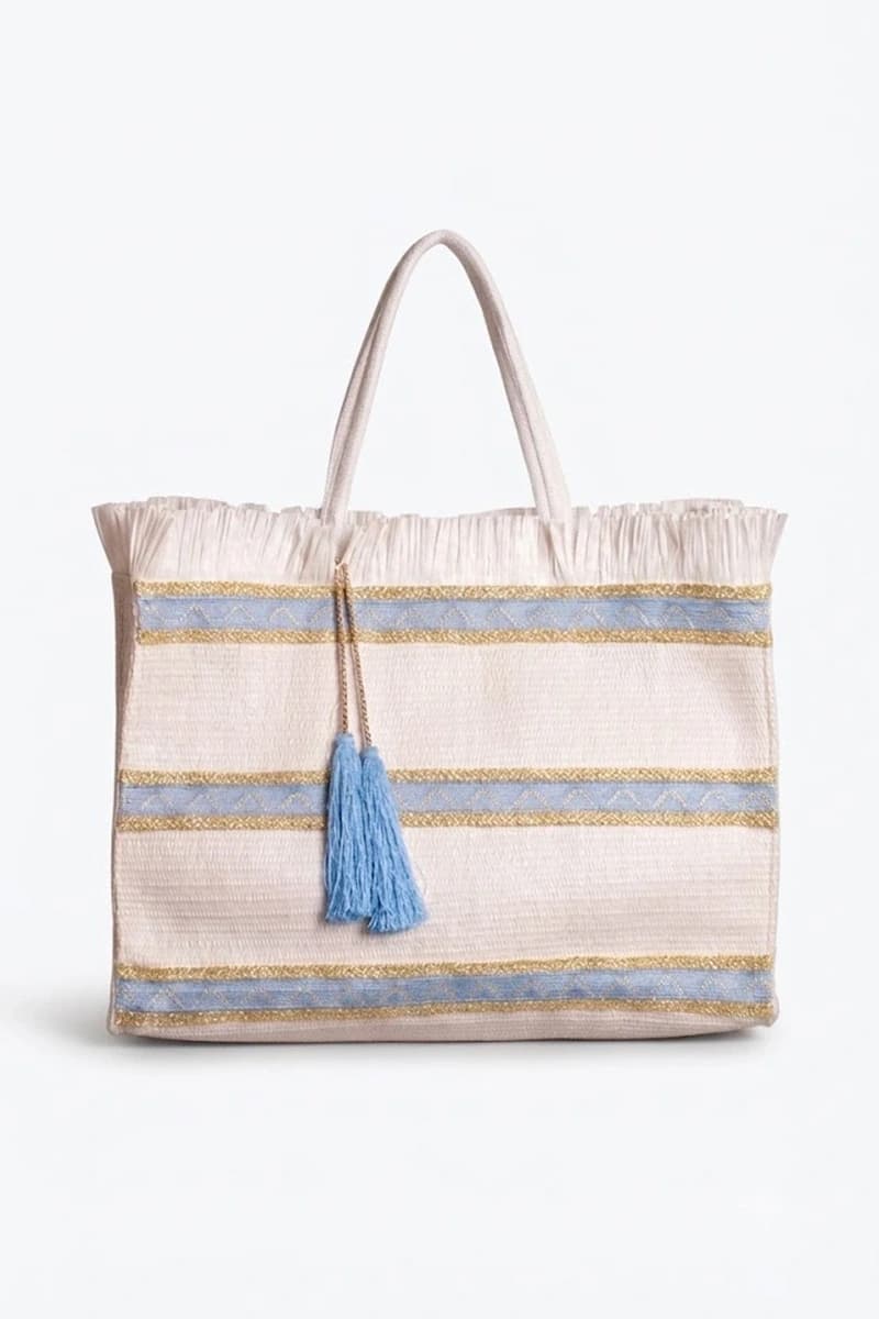 Borsa in rafia con frange e ricami | PHO Firenze - 3