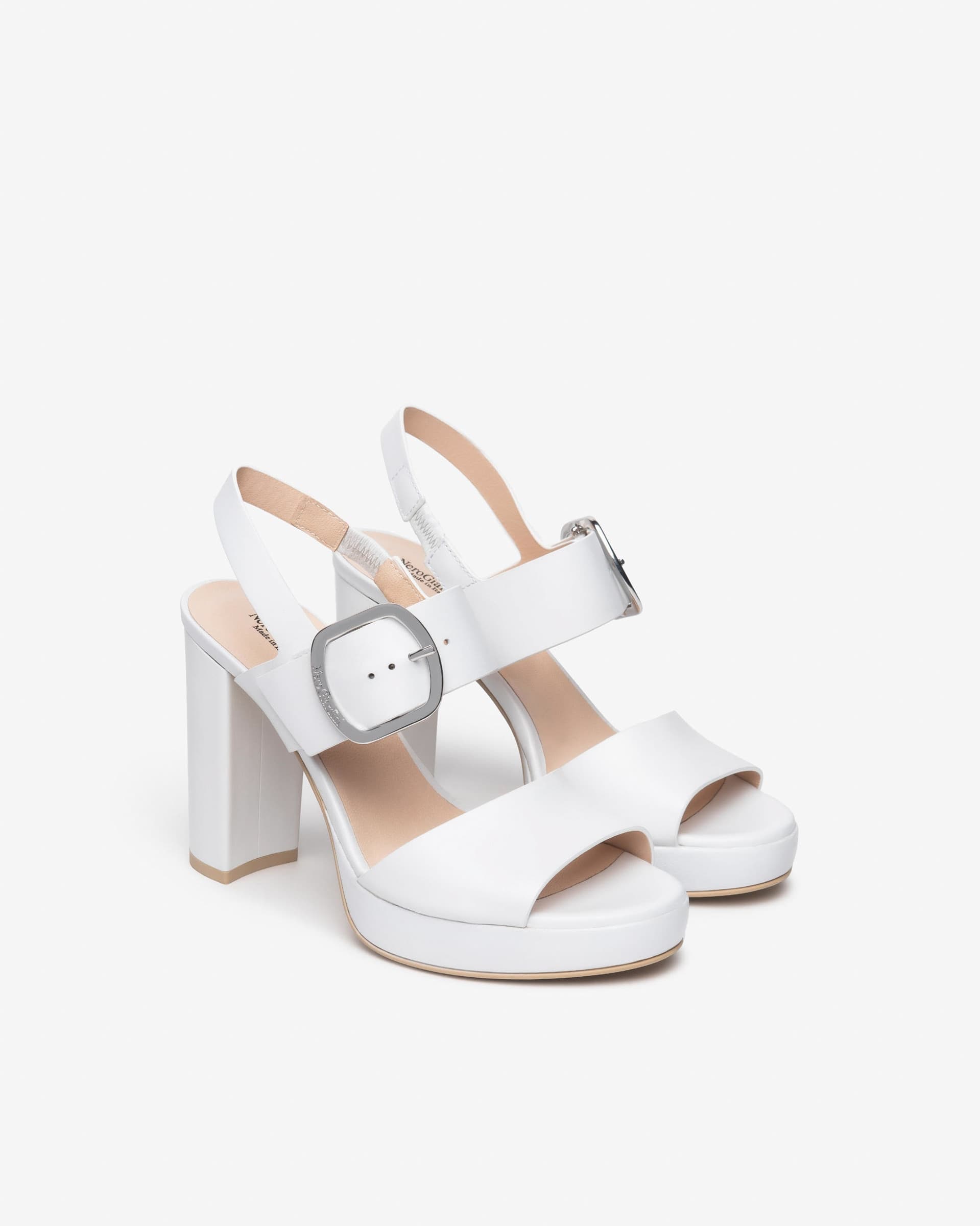 Nero Giardini sandali donna in pelle bianca E513354D707 - 2