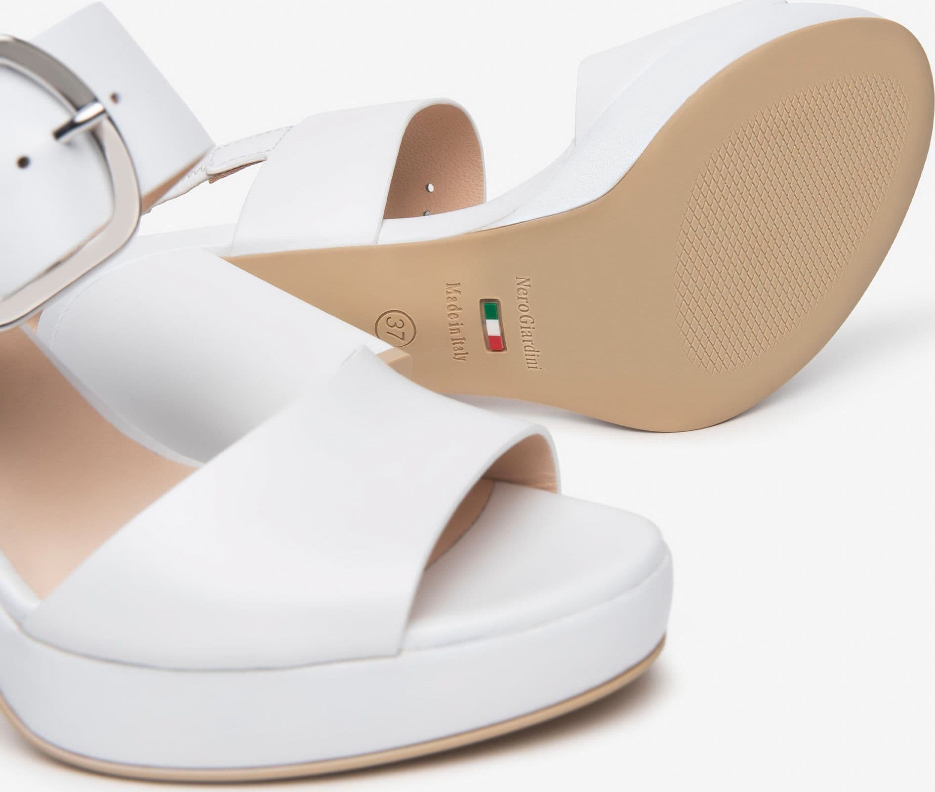 Nero Giardini sandali donna in pelle bianca E513354D707 - 5