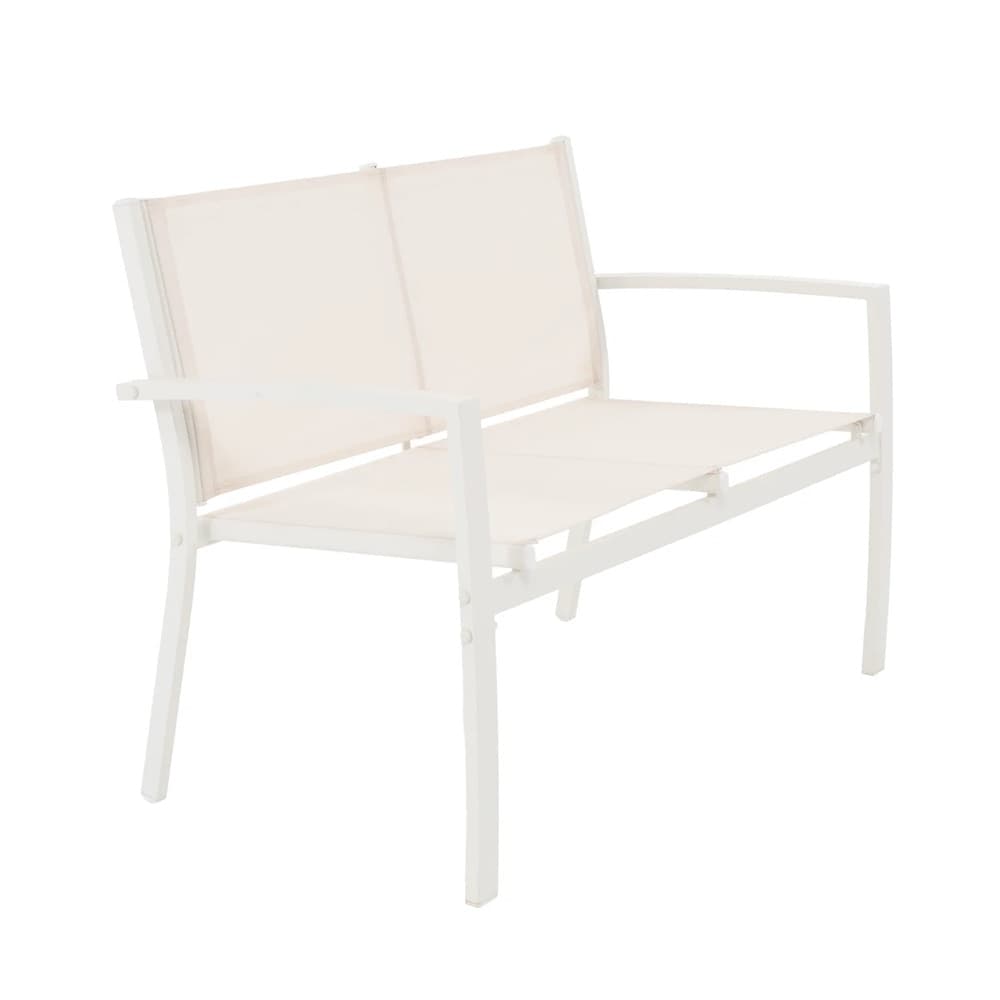 SET SALOTTO DA GIARDINO 4PZ IN METALLO TAVOLINO CON PIANO VETRO TEMPERATO 2 SEDIE PANCHINA - 16
