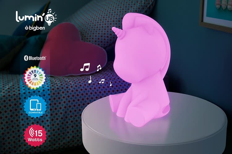 speaker bluetooth luminoso, unicorno, bluetooth version v3.0 - ipx6  aux in con batteria ricaricabile lithium altezza 23 cm - 10
