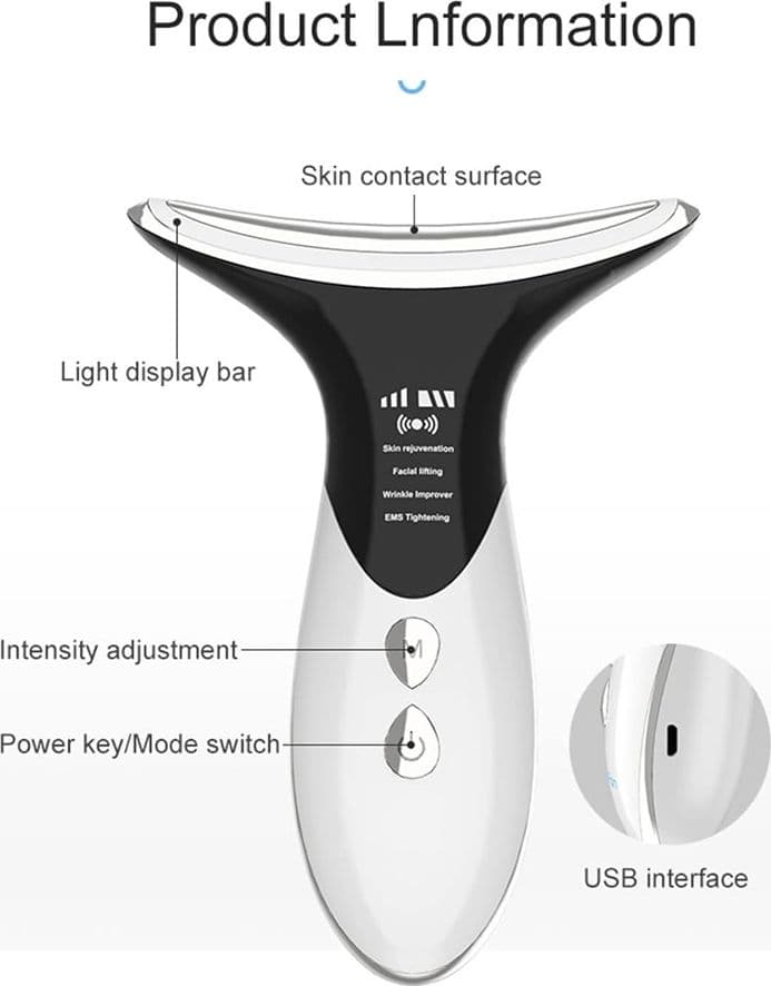 DISPOSITIVO PER VISO COLLO TERAPIA FOTONICA A LED A 3 COLORI RIDUZIONE DOPPIO MENTO RUGHE - 3