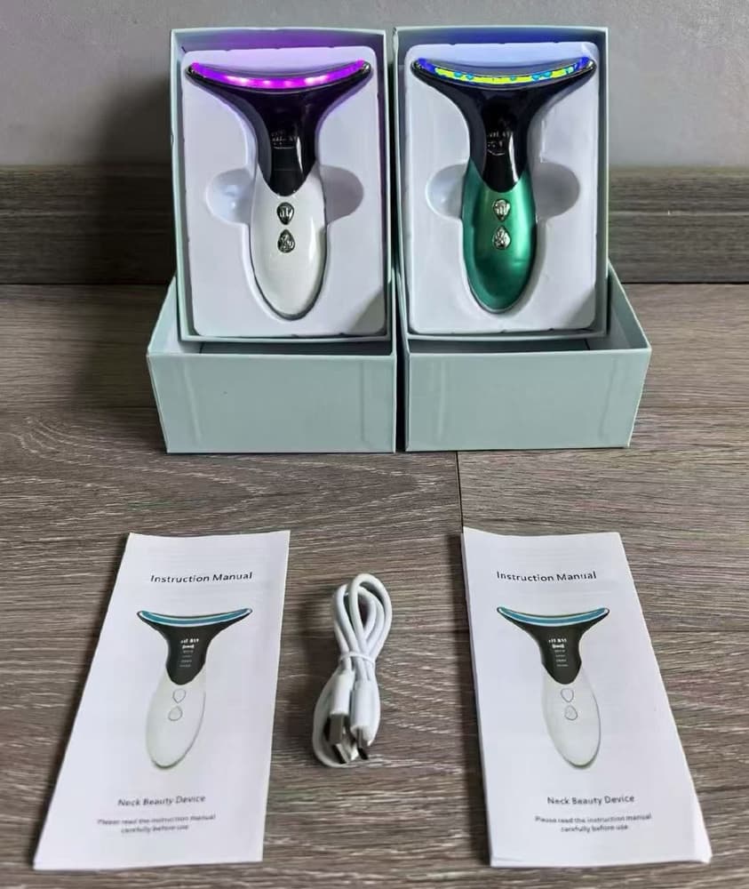 DISPOSITIVO PER VISO COLLO TERAPIA FOTONICA A LED A 3 COLORI RIDUZIONE DOPPIO MENTO RUGHE - 10