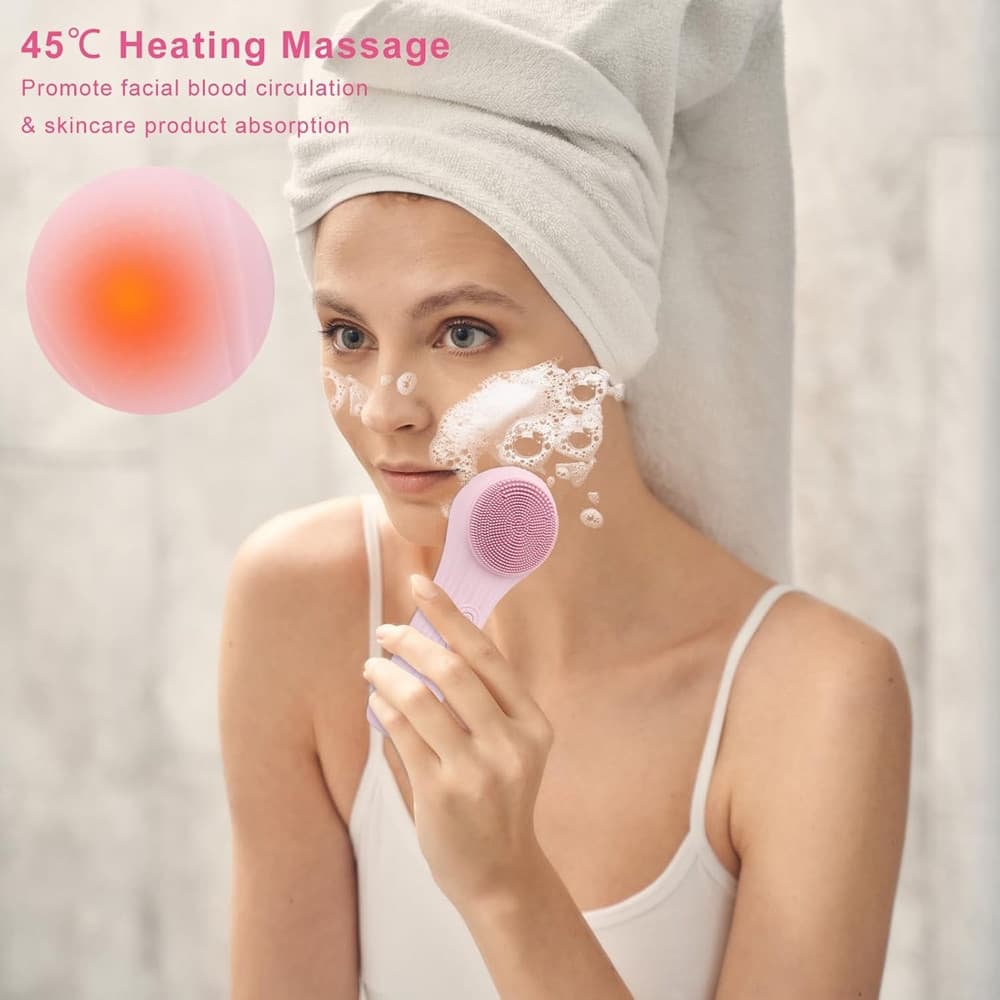 SPAZZOLA ESFOLIANTE PER VISO IN SILICONE IMPERMEABILE IPX7 RICARICABILE PULIZIA MASSAGGIO - 7