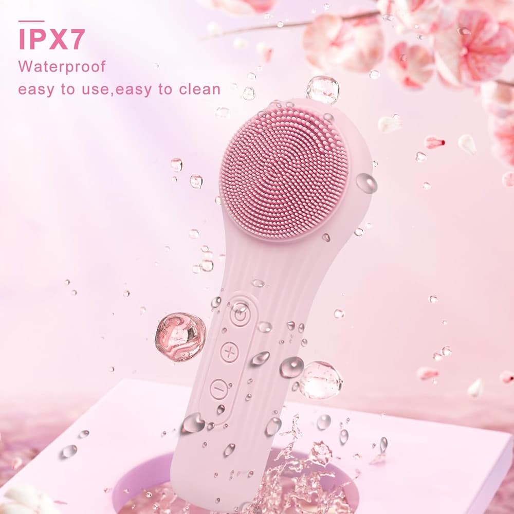 SPAZZOLA ESFOLIANTE PER VISO IN SILICONE IMPERMEABILE IPX7 RICARICABILE PULIZIA MASSAGGIO - 9