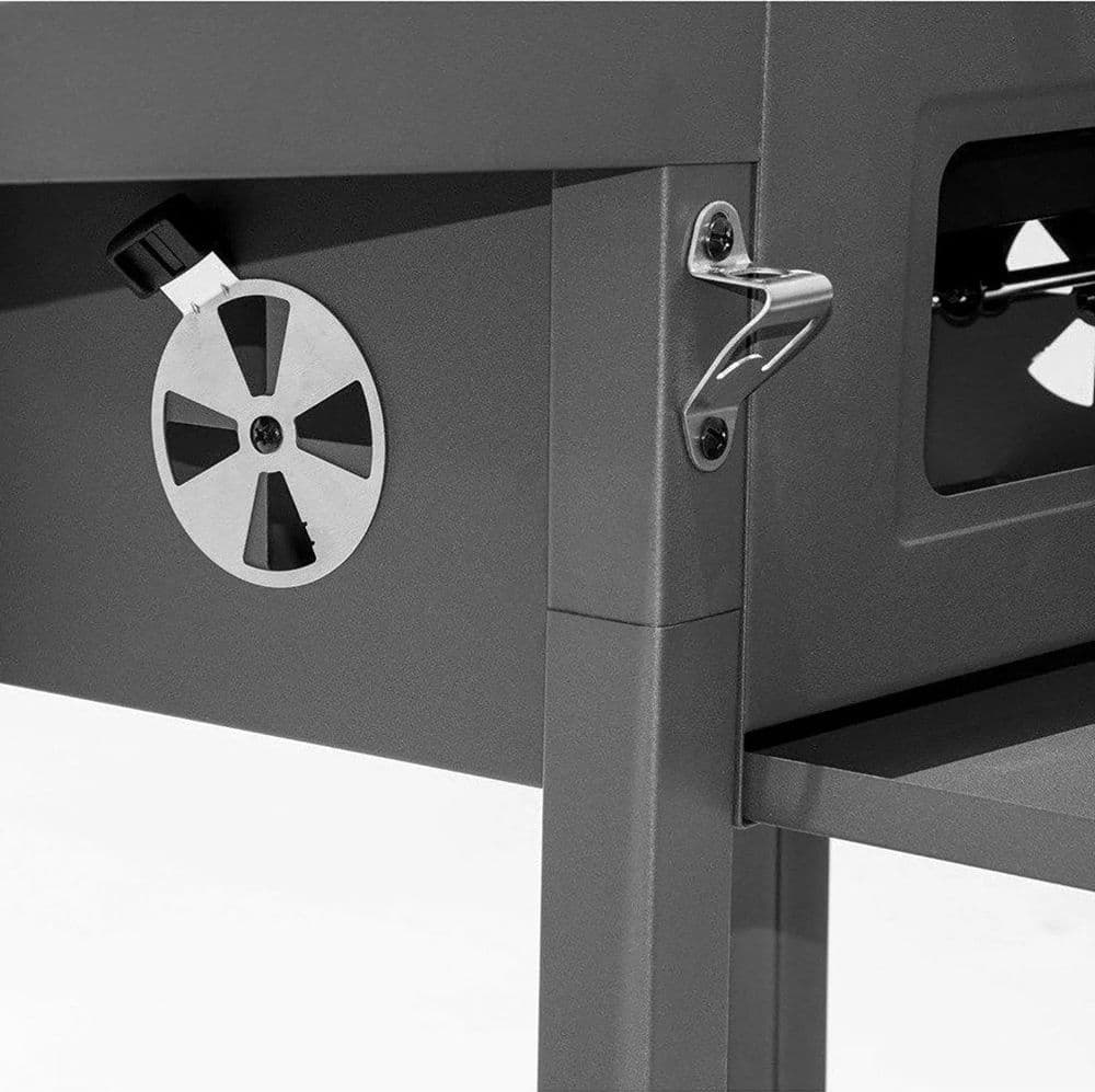 BARBECUE A CARBONE CON COPERCHIO TERMOMETRO INTEGRATO VARI RIPIANI 2 RUOTE PER GRIGLIATE - 7