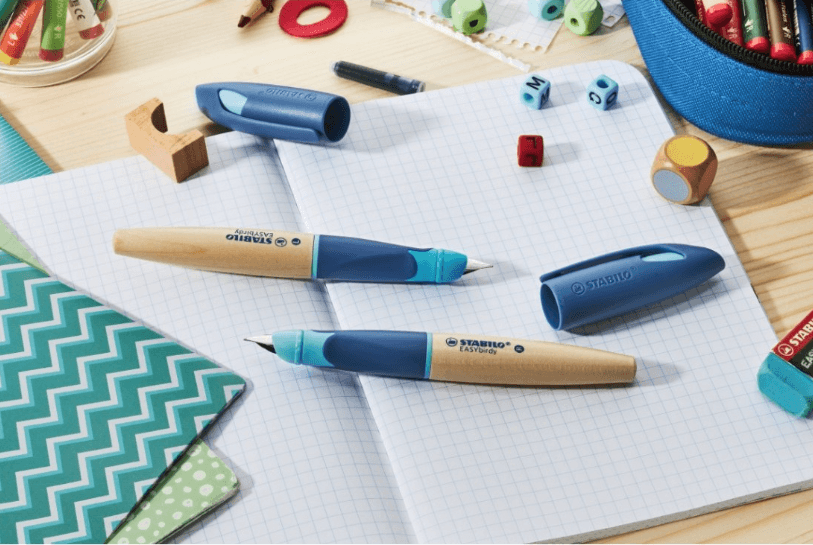 Stabilo - Stilografica per la scuola EASYbirdy® Timber - pennino per mancini A, colore rosa/legno - 4