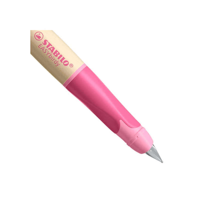 Stabilo - Stilografica per la scuola EASYbirdy® Timber - pennino per mancini A, colore rosa/legno - 6