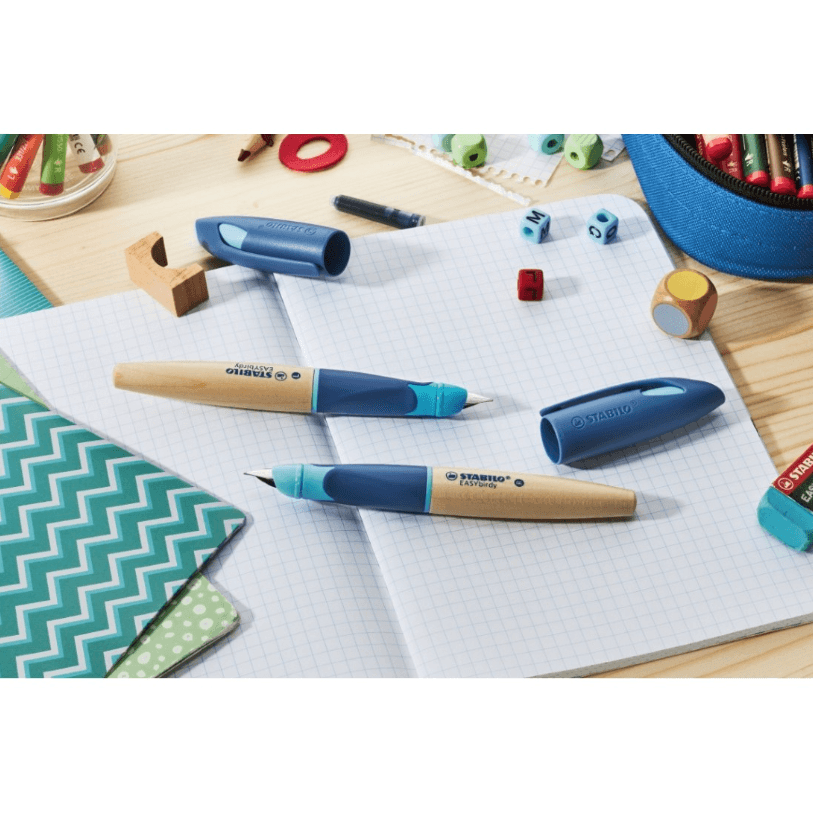 Stabilo - Stilografica per la scuola EASYbirdy® Timber - pennino per mancini A, colore blu/legno - 4