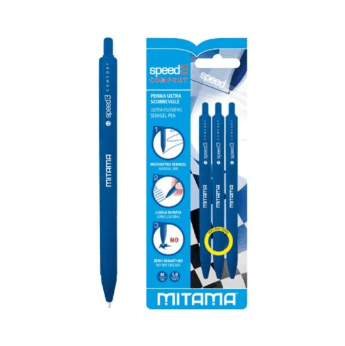 Mitama - Penna a scatto Speed3 comfort 1,0mm Blister da 3 pezzi Blu