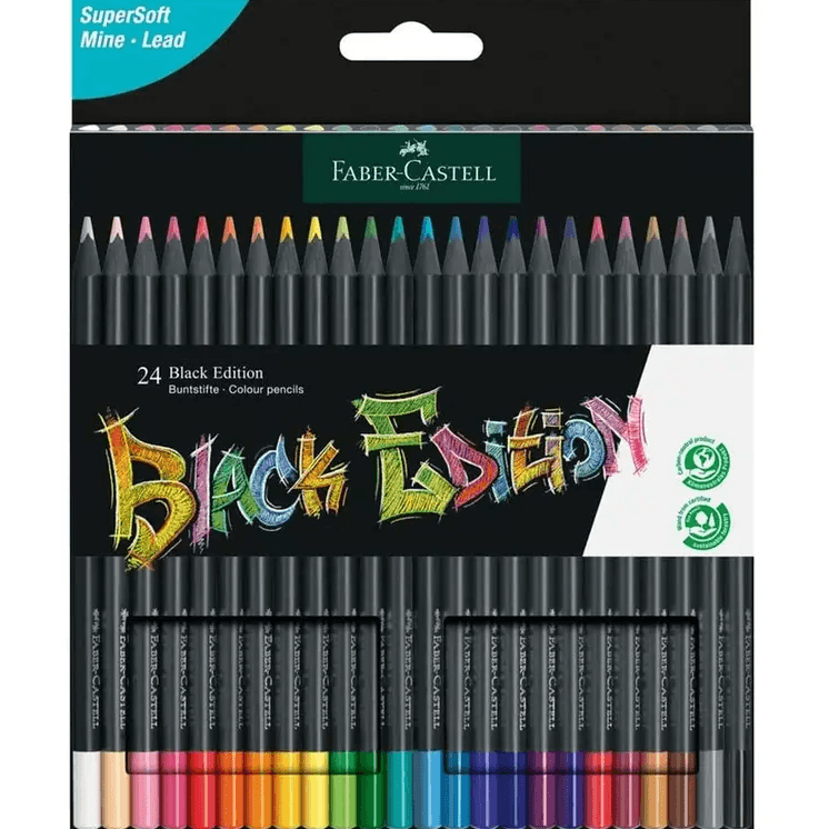 Faber-Castell - Matite colorate black edition astuccio cartone da 24 matite triangolari (116424) - 3