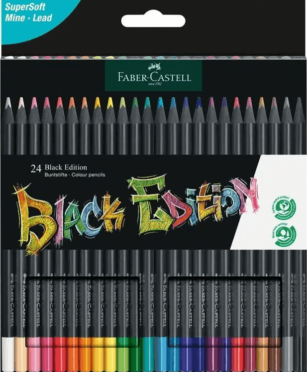 Faber-Castell - Matite colorate black edition astuccio cartone da 24 matite triangolari (116424) - 3