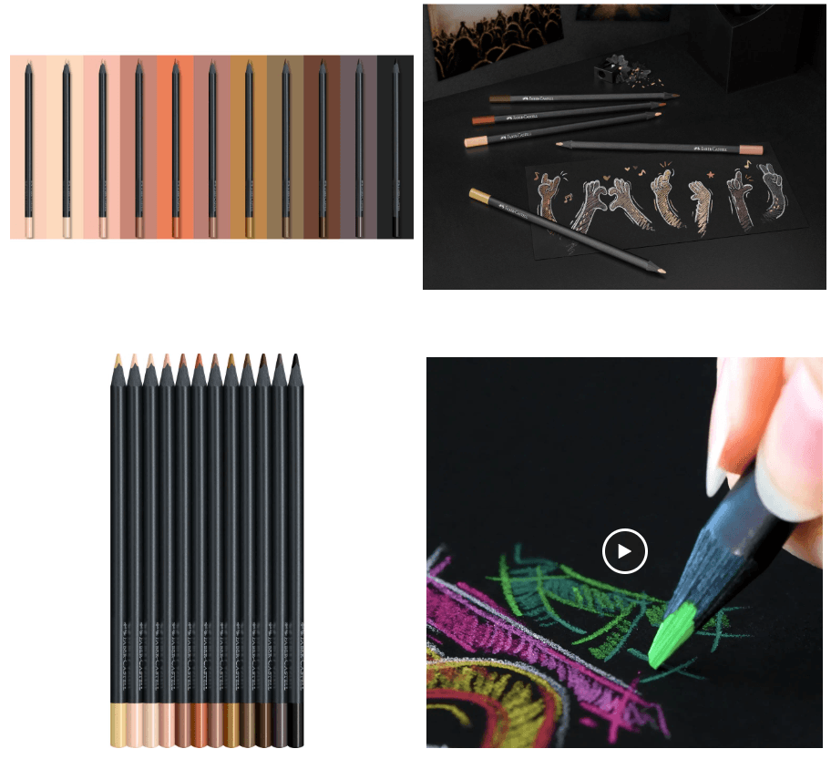 Faber-Castell - Pastelli black edition 12 colori natura con mina 3,3mm e fusto triangolare (116414) - 3