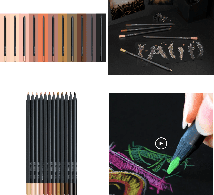 Faber-Castell - Pastelli black edition 12 colori natura con mina 3,3mm e fusto triangolare (116414) - 3