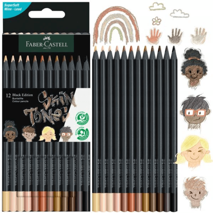 Faber-Castell - Pastelli black edition 12 colori natura con mina 3,3mm e fusto triangolare (116414) - 4