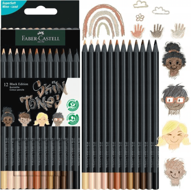 Faber-Castell - Pastelli black edition 12 colori natura con mina 3,3mm e fusto triangolare (116414) - 4