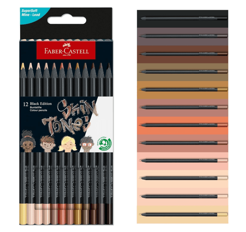 Faber-Castell - Pastelli black edition 12 colori natura con mina 3,3mm e fusto triangolare (116414) - 5