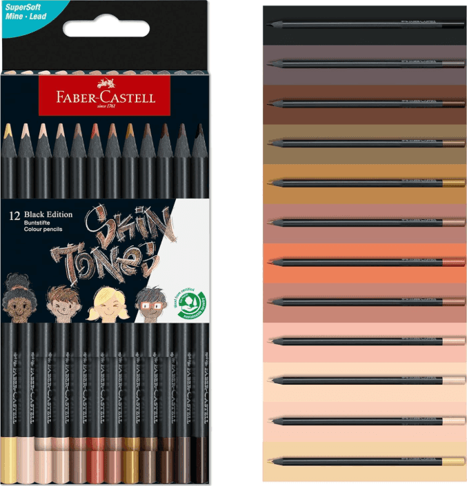 Faber-Castell - Pastelli black edition 12 colori natura con mina 3,3mm e fusto triangolare (116414) - 5