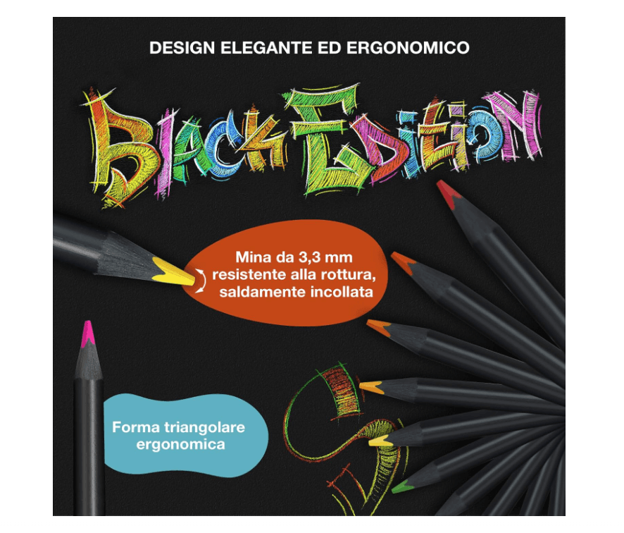 Faber-Castell - Astuccio con 12 matite colorate Black Edition (116412) - 3