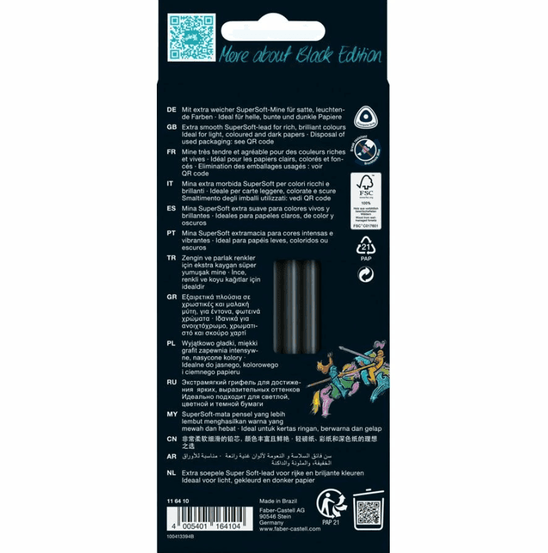 Faber - Castell - Astuccio con 12 matite colorate Black Edition Neon+Pastel (116410) - 3
