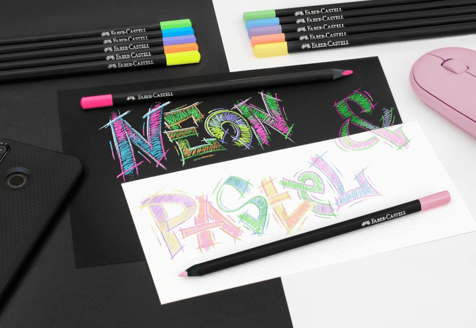 Faber - Castell - Astuccio con 12 matite colorate Black Edition Neon+Pastel (116410) - 5