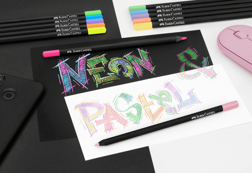 Faber - Castell - Astuccio con 12 matite colorate Black Edition Neon+Pastel (116410) - 5