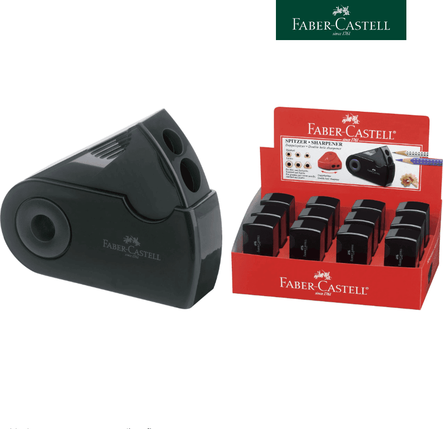 Faber-Castell - Temperamatite a 2 fori con serbatoio Sleeve nero (182700) - 2