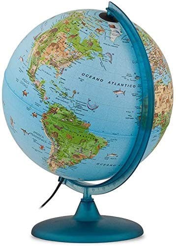 Tecnodidattica Safari 25 - Mappamondo illustrato con animali, ambienti e opere dell'uomo, 25 cm - 2