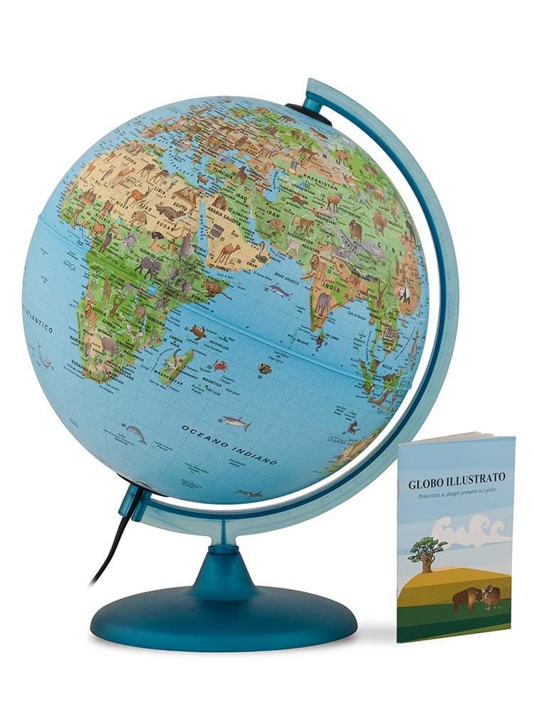 Tecnodidattica Safari 25 - Mappamondo illustrato con animali, ambienti e opere dell'uomo, 25 cm - 3