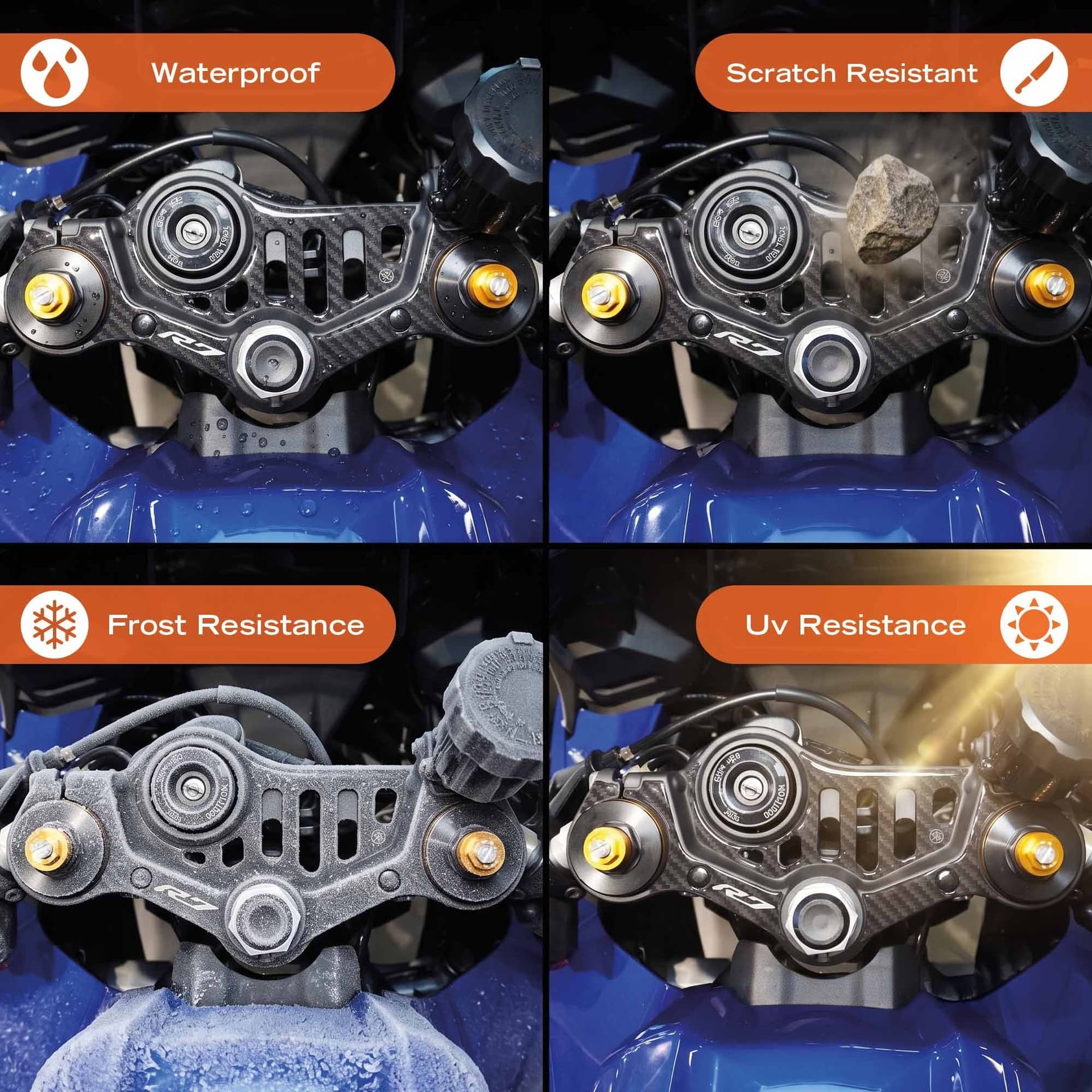 Adesivo 3D Piastra Forcella Sterzo moto compatibile con Yamaha R7 2026 - 5