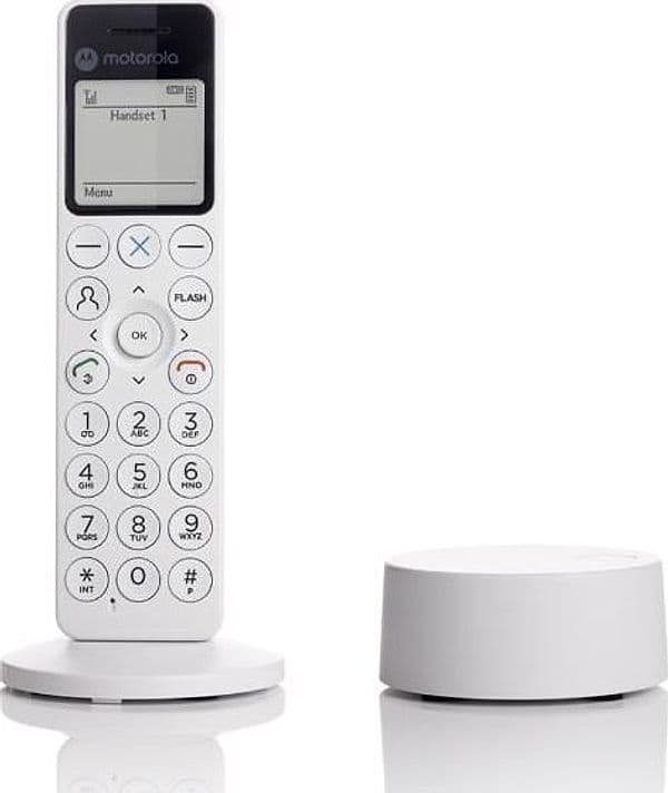 Motorola cordless digitale DOT411 bianco con unzione di segreteria integrata con capacità di registrazione fino a 100 minuti rub