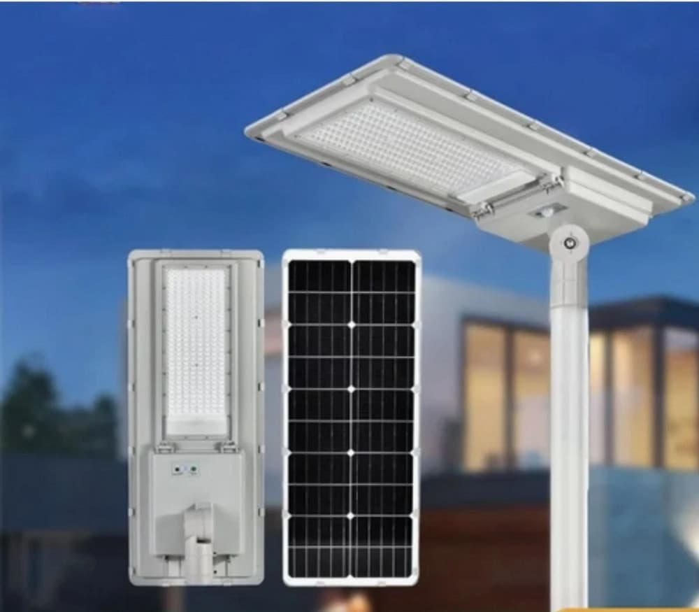FARO LAMPIONE STRADALE PANNELLO SOLARE A LED 300W GRIGIO LUCE BIANCO FREDDA 6500K IP65 - 2