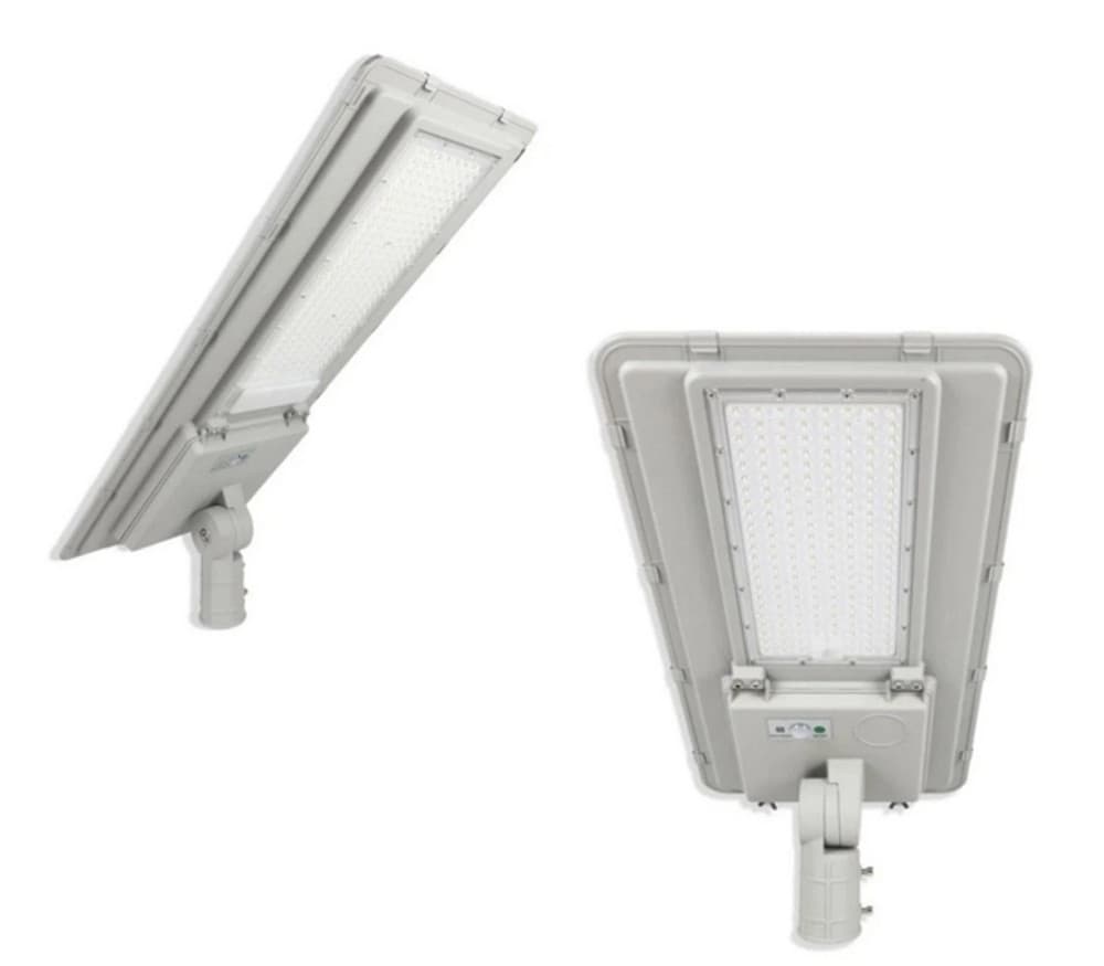 FARO LAMPIONE STRADALE PANNELLO SOLARE A LED 300W GRIGIO LUCE BIANCO FREDDA 6500K IP65 - 4