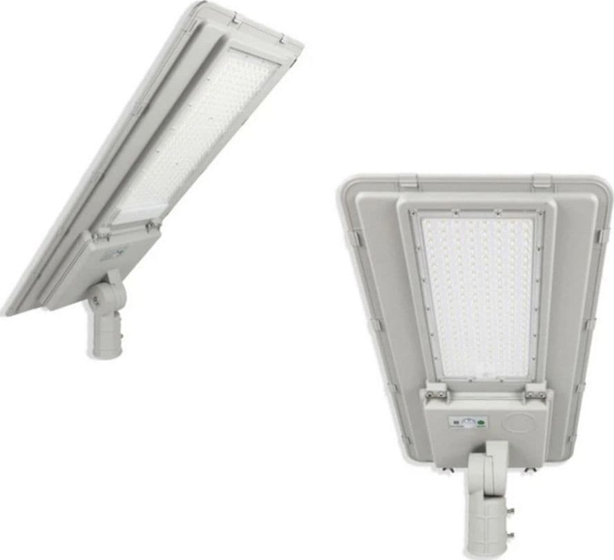 FARO LAMPIONE STRADALE PANNELLO SOLARE A LED 100W GRIGIO LUCE BIANCO FREDDA 6500K IP65 - 4