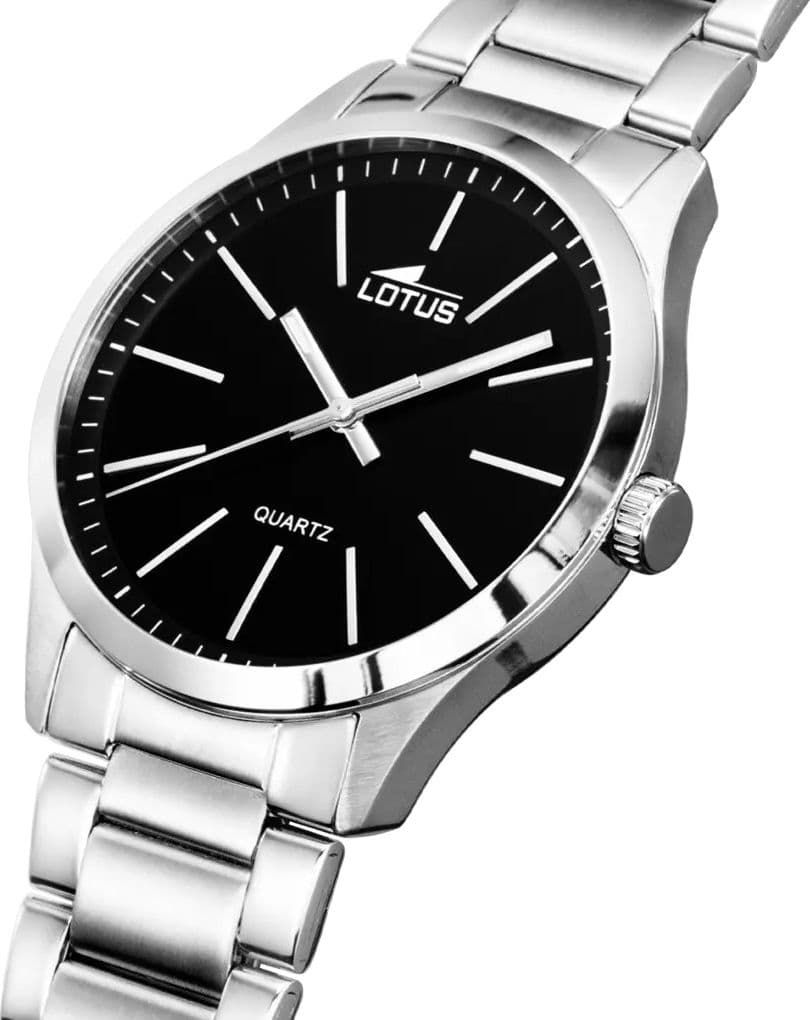 LOTUS   -  Orologio Uomo Minimalist nero, bracciale in acciaio - 2