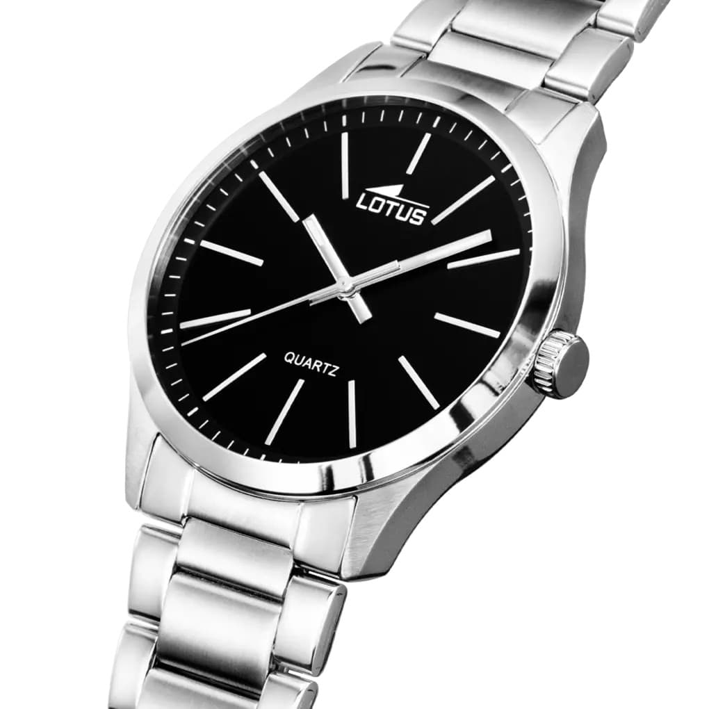 LOTUS   -  Orologio Uomo Minimalist nero, bracciale in acciaio - 2