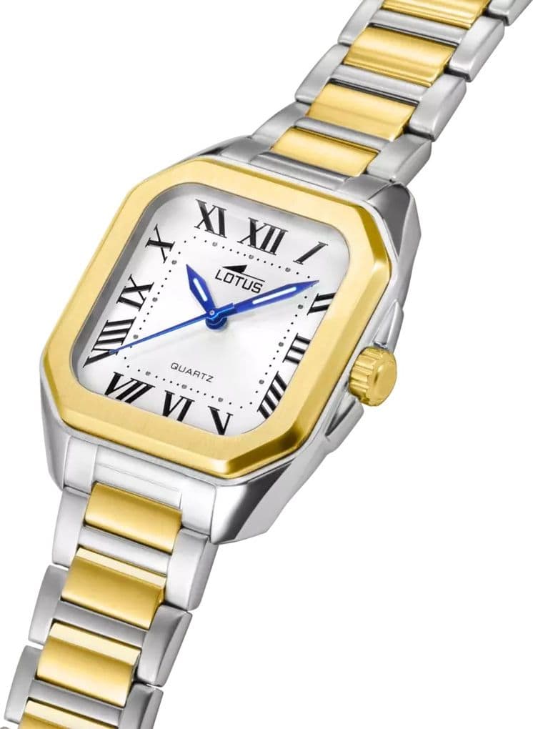 LOTUS   -  Orologio da donna Square Series bianco con bracciale in acciaio bicolore - 2