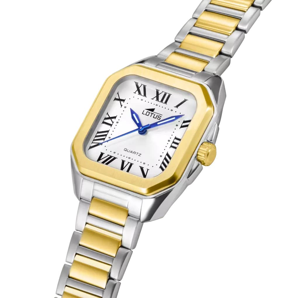 LOTUS   -  Orologio da donna Square Series bianco con bracciale in acciaio bicolore - 2