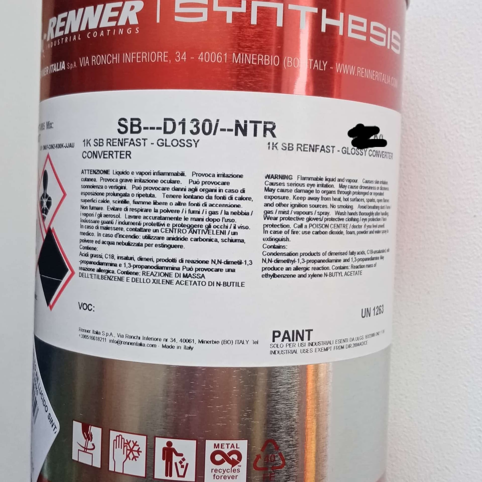 Renner Renfast 1kg smalto lucido - tutti i Ral 6000 - base nitro a rapida essiccazione - 2