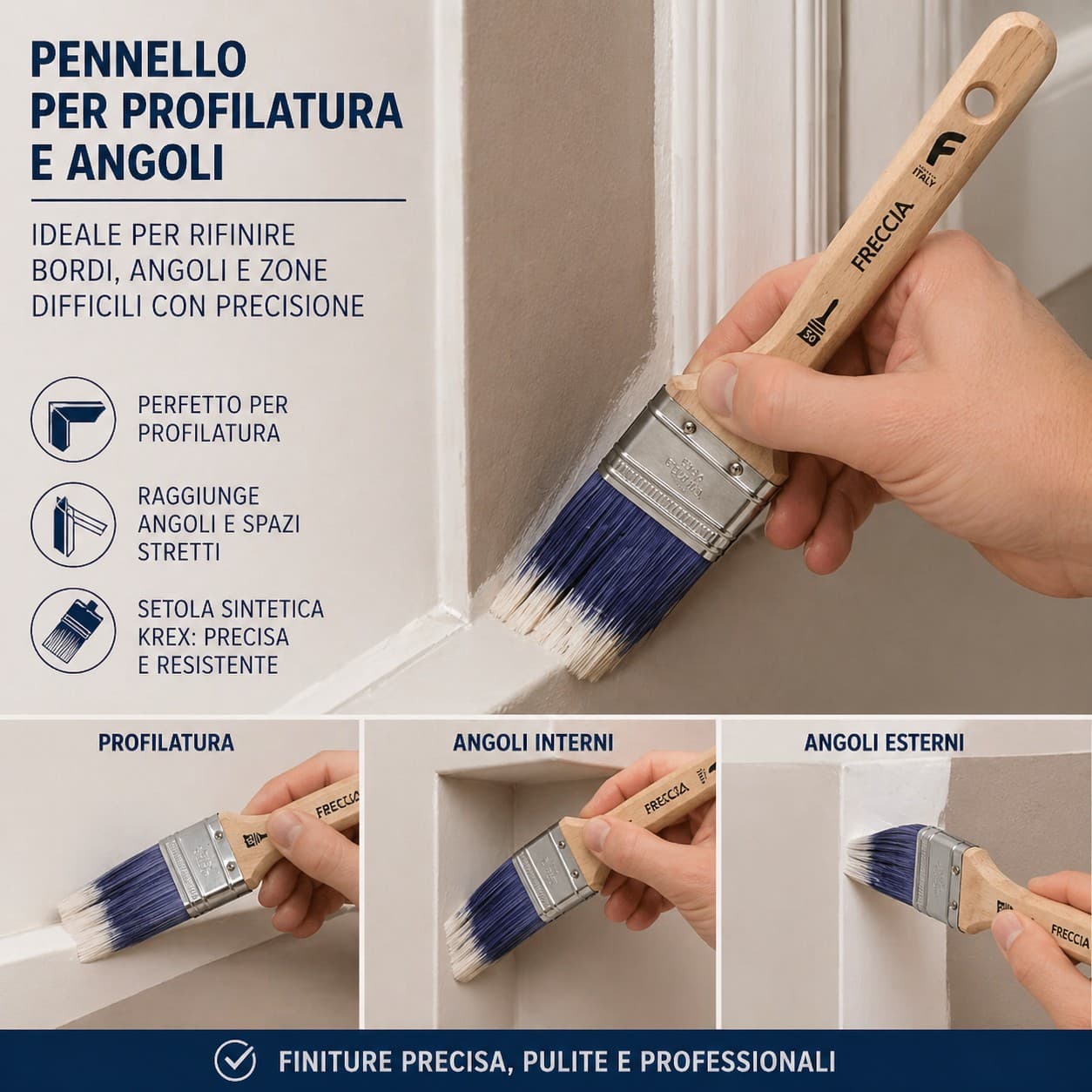 Fiorellini pennello serie Freccia P+ da 2" professionale setola Krex per pittura impregnante e smalto base acqua e solvente - 8