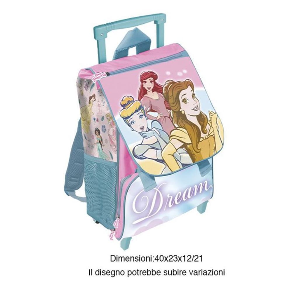ZAINO TROLLEY ESTENSIBILE 40CM PRINCIPESSE MANICO TELESCOPICO SCUOLA ELEMENTARE 672637A - 2