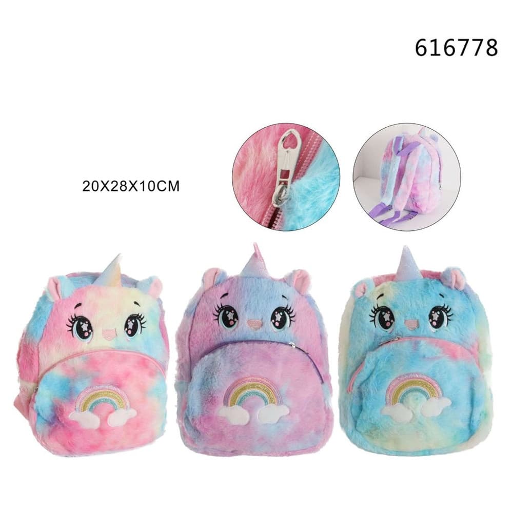 ZAINO CON TASCA PER BAMBINI CON UNICORNO DI PELUCHE ZAINETTO ASILO TEMPO LIBERO 616778 - 2