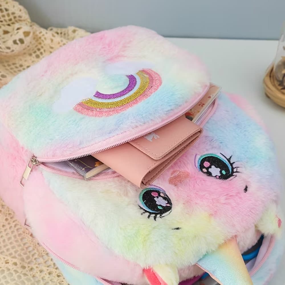ZAINO CON TASCA PER BAMBINI CON UNICORNO DI PELUCHE ZAINETTO ASILO TEMPO LIBERO 616778 - 5